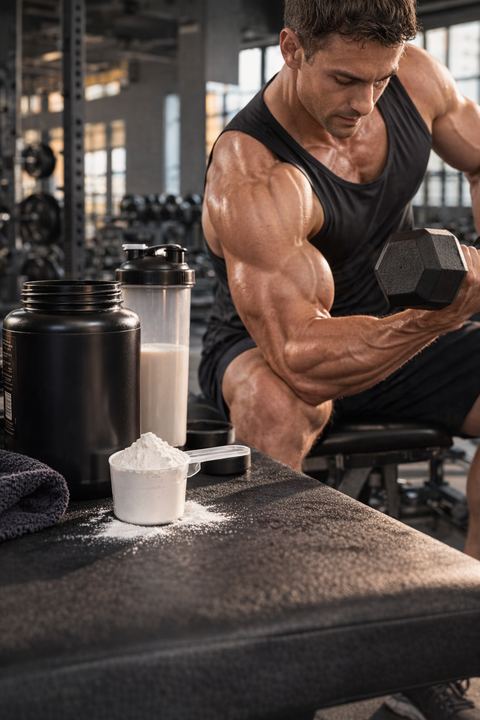 Creatine builds a little muscle without exercise, and far less than training does