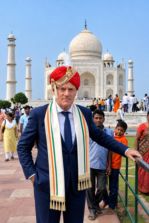 Poland’s PM Donald Tusk gives his royal turban a Taj Mahal moment