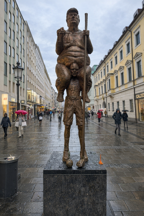 Golden Trump statue titled 'The Orange Plague' unveiled at European Parliament