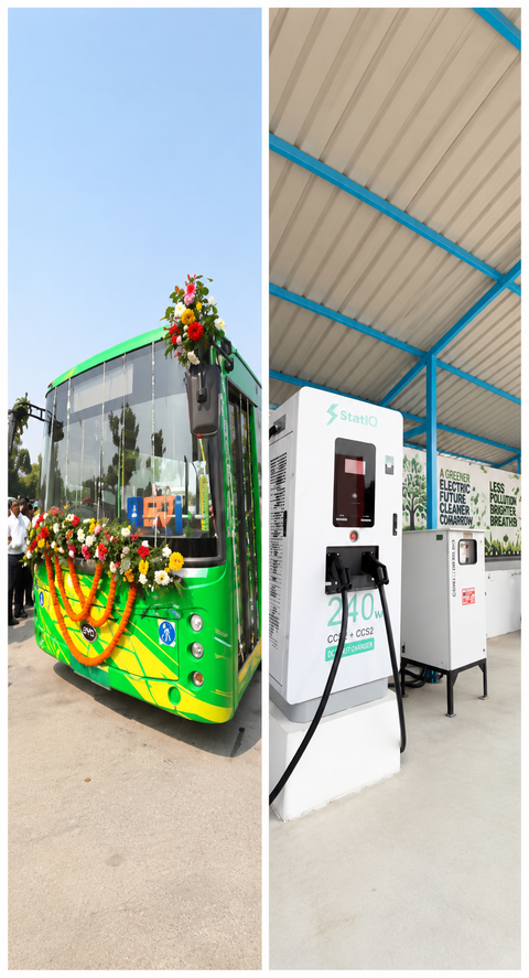 Delhi CM launches 150 electric buses and four charging stations to reduce pollution