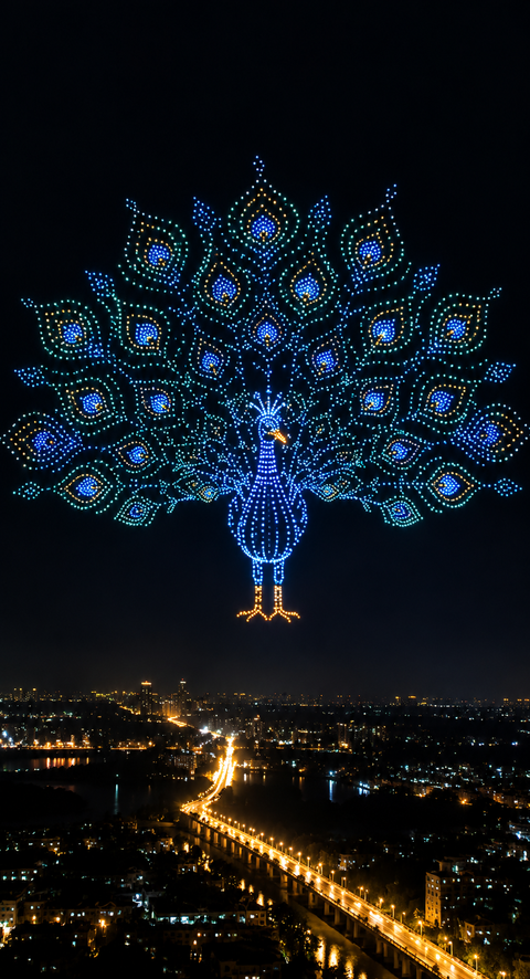 3,473 drones turn Mysuru's night sky into a record-breaking dancing peacock