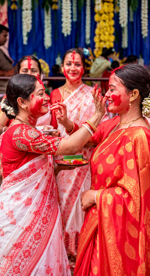 Women celebrate Sindoor Khela as Bengal's grand Durga Puja concludes