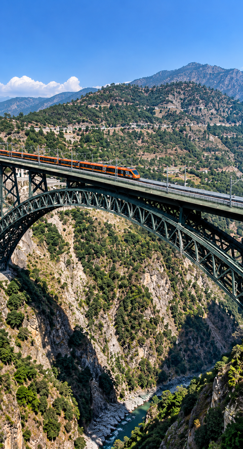 For first time, Vande Bharat crosses Chenab Bridge at 100 kmph