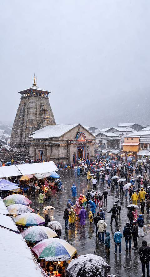 Uttarakhand's Kedarnath Dham covered in snow as temperatures plummet amid rain