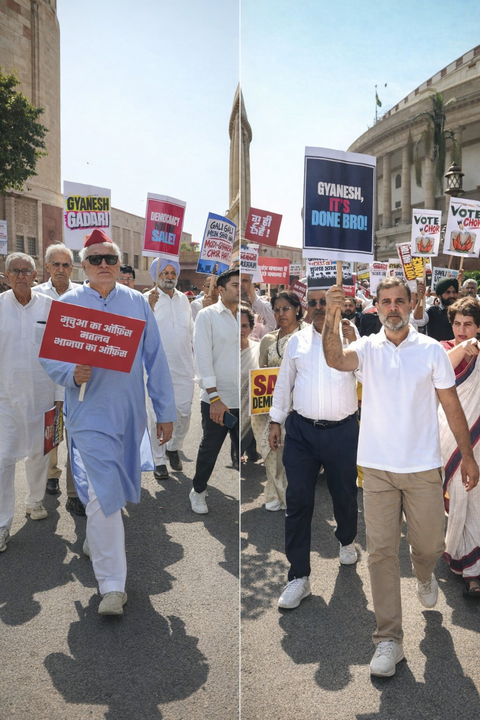 Rahul Gandhi and Priyanka lead INDIA bloc protest demanding Gyanesh Kumar's resignation