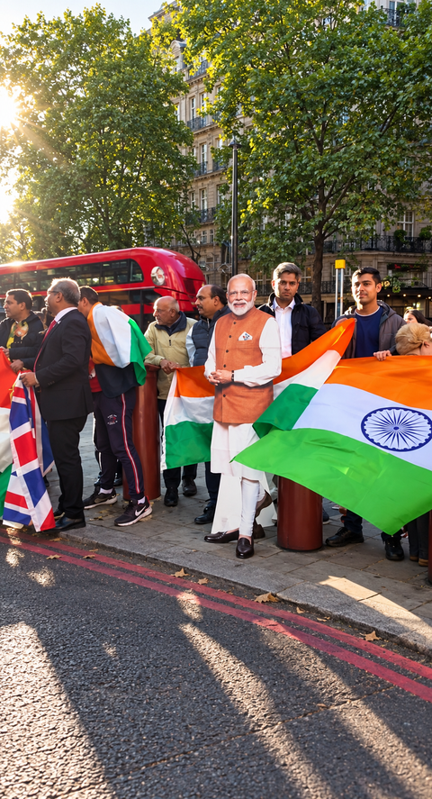 Indian diaspora stages pro-Modi counter-protest in London against NSUI demonstration