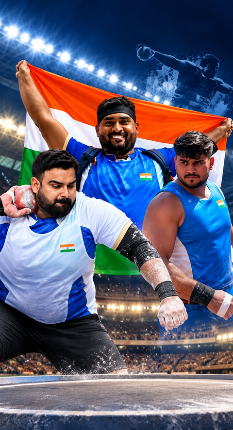 India win all three medals in men’s shot put F46 at Asian Para Games