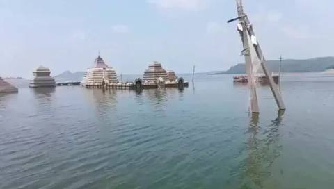 Sangameshwar Temple emerges after 25 years due to low water levels in Nagar Kurnool