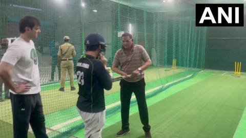 Mohammad Azharuddin coaches kids at Mir Syed Ali Cricket Academy in Hyderabad