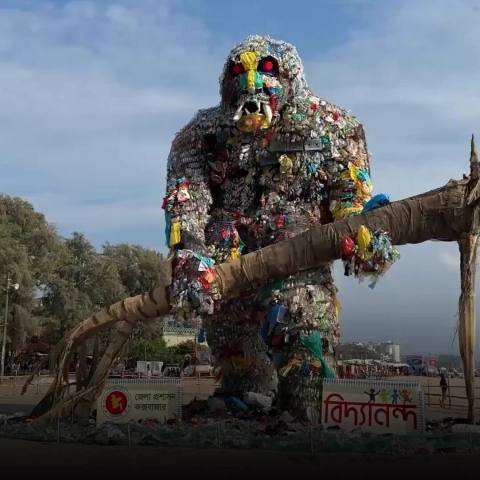 15-metre plastic waste sculpture in Bangladesh sends a message about ocean pollution