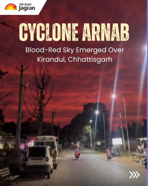 Blood-red sky in Chhattisgarh draws attention amid Cyclone Arnab