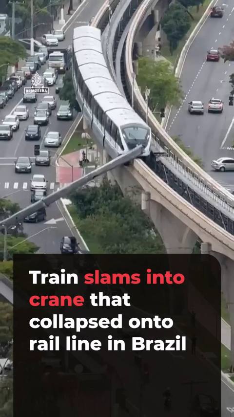 Train crashes into fallen crane on busy Sao Paulo tracks, operator injured