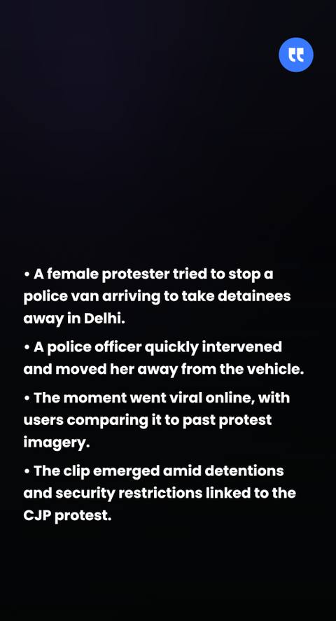 Delhi protester stops police van, viral moment sparks ‘Mumbai girl’ comparisons