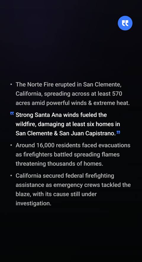 Massive Norte Fire burns over 500 acres in California, forcing thousands to evacuate homes