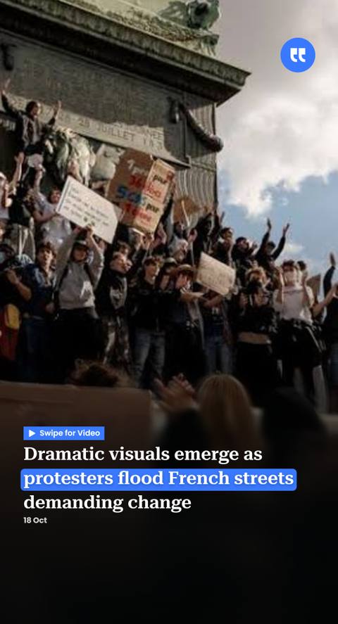 Dramatic visuals emerge as protesters flood French streets demanding change
